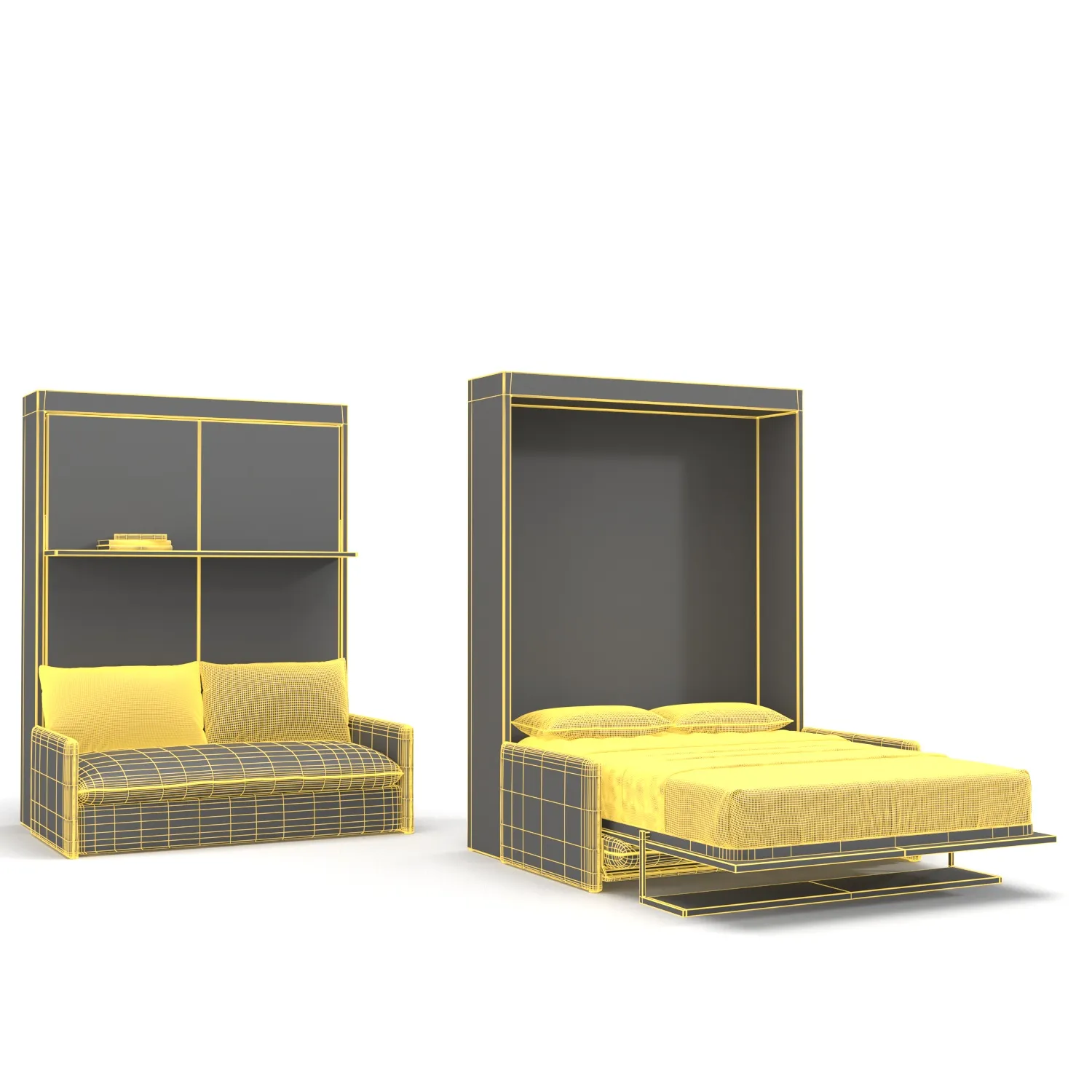Wall Bed with Sofa By Cinquanta PBR 3D Model_09